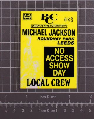 Michael Jackson Pass Ticket Local Crew Pass Dangerous World Tour August 1992