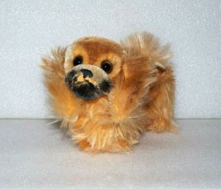 Vintage Steiff Germany Plush Peky With Button Stuffed Mohair Pekingese Toy Dog