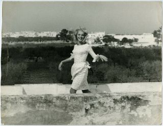 Virna Lisi Frolicking Through Italian Park Vintage 1960s Large Format Photograph