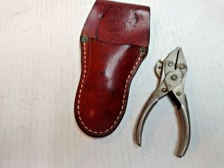 Vintage Sargent & Co.  Fishing Pliers Wire Cutters With Leather Sheath