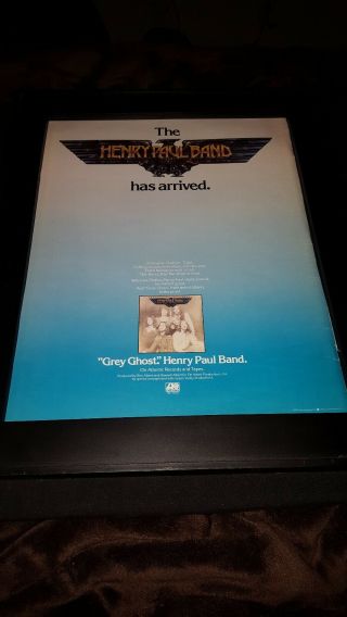 Henry Paul Band Grey Ghost Rare Promo Poster Ad Framed