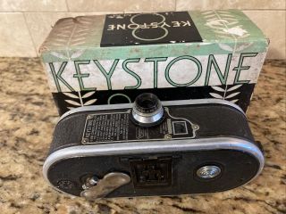 Vintage Keystone 8mm Movie Film Camera Model K - 8 W/wollensak 13mm F/2.  7 Lens Box