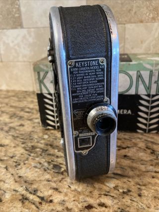 Vintage Keystone 8mm Movie Film Camera Model K - 8 w/Wollensak 13mm f/2.  7 Lens BOX 3
