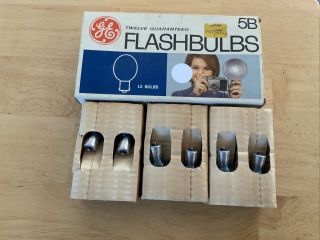 Vintage Ge Flash Bulbs 5b Box Of 12 Camera Flashbulbs General Electric - Nos