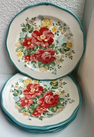 4 Pioneer Woman Vintage Floral Salad Plates 8.  5”