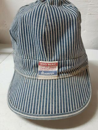 Vintage Big Mac Union Made Sanforized Penneys Hickory Stripe Hat