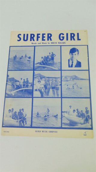 Brian Wilson Beach Boys Surfer Girl Sheet Music 1962 Guild Music Co Us