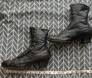 Antique Victorian Edwardian Black Button Shoes Boots