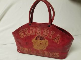 Vintage Uga Univ Of Georgia Red Leather Ladies Handbag Bulldogs Made India