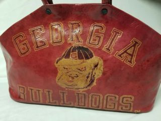 Vintage UGA Univ of Georgia red leather ladies handbag Bulldogs Made India 3