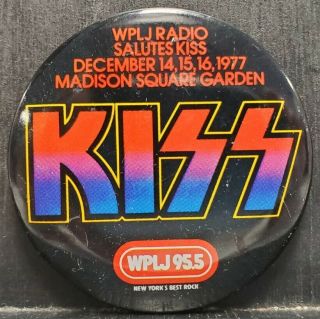 Kiss - Concert Button Nyc Wplj Fm Radio Welcomes Love Gun Tour 1977 Vintage