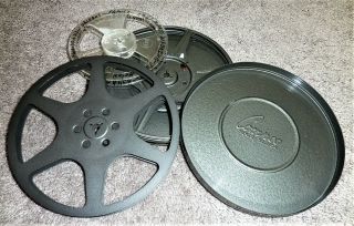 8mm Film: 2 - 7 Inch Reels,  1 - 5 Inch Reel,  And One 7 " Storage Can.