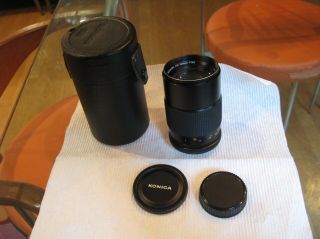 Vintage Konica Hexanon Ar 135mm F3.  2 Telephoto Camera Lens W/case Caps