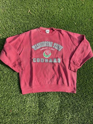 Vintage 90s Rose Bowl Washington State University Cougars Sweatshirt Xl Faded