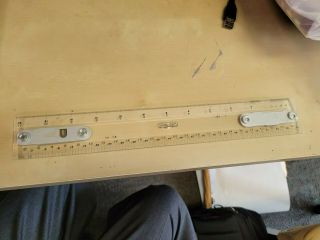 Charles Bruning Acrylic Drafting Machine Scale Ruler 12 " Pre - Owned Vintage