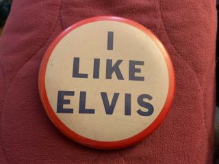 Rare Vintage Elvis Presley 1950’s I Like Elvis Red White & Blue Pin Graceland