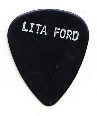 Vintage Lita Ford Single - Sided Black Guitar Pick - 1980s Tours