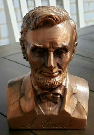 Vintage Copper Abe Lincoln Bust Coin Bank - Banthrico,  Inc,  Chicago St.  Marys,  Ohio