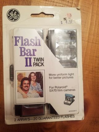 Vtg Ge Flash Bar Ii Twin Pack For Polaroid Sx - 70 Film Camera 20 Flashes