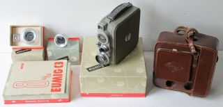 Eumig C3 8mm Movie Camera W/tele Photo & Wide Angle Lens,  Remote Release,  Case