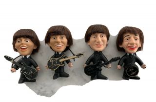Beatles Set Of 4 Vintage Remco Soft Body Dolls With Instruments
