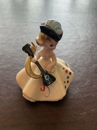 Vintage Josef Originals Doll Of The Month October W/stringed Instrument Signed