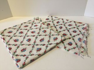 1 - 3/4 Vintage Open Feed Flour Sacks Quilt Fabric 43 " X 36 " Red Blue Green Flower