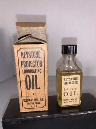 Vintage Keystone Movie Projector Lubricating Oil In The Bottle & Box