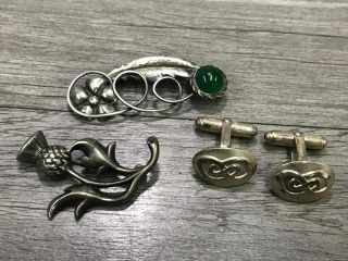 Sterling Silver Vintage Pins Cufflinks