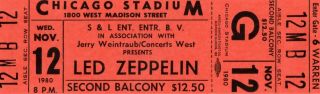 Led Zeppelin 1980 In Through The Out Door Tour Concert Ticket - Orange -