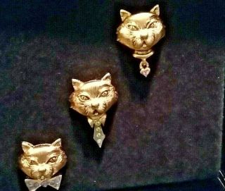 Vintage Bob Mackie Cat Pins And A Cat Pendant In The Bob Mackie Box
