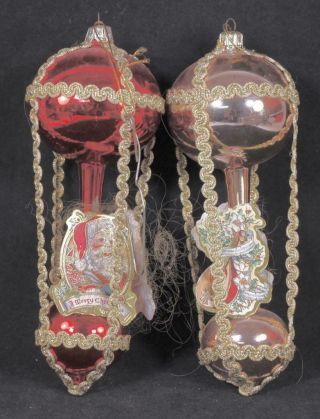 Two (2) Vintage 8 In.  Glass Ornaments