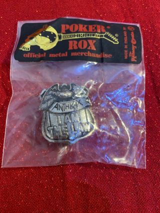 Anthrax I Am The Law Vintage Poker Rox Pin Badge