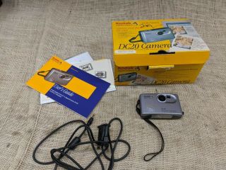 Kodak Dc20,  Vintage Point And Shoot Digital Camera With Paperwork,  Box Cables