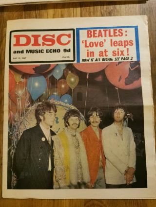 Disc And Music Echo Newspaper July 15th 1967 Beatles All You Need Is Love Cover