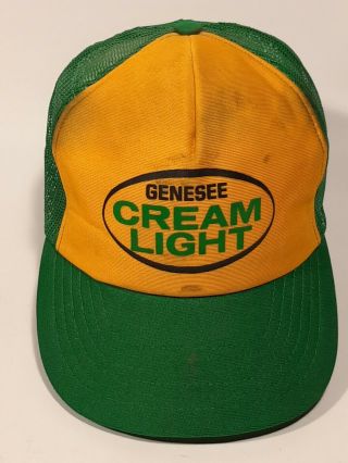 Vintage Genesee Cream Ale Light Beer Mesh Snapback Trucker Baseball Hat Usa