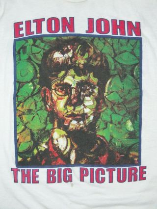 Elton John The Big Picture World Tour 1997 - 98 Rare Artwork On Back Of Shirt