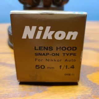 Vintage Nos Nikon Lens Hood (hs - 1) Snap - On Type Nikkor Auto 50mm F/1.  4