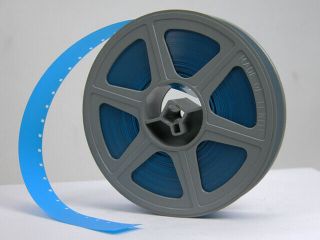 Blue 16mm Film Leader Single Perf 100 Ft.  On Spool
