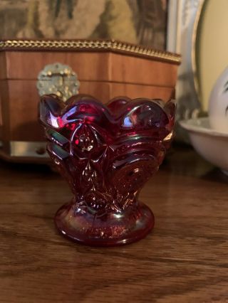 Imperial Glass Sunset Ruby Carnival Glass Egg Cup Iridescent Vintage