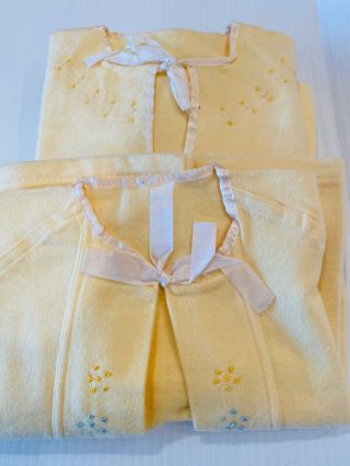 Vintage Infant Flannel Gown With Matching Robe Handmade Yellow