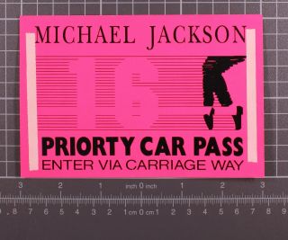 Michael Jackson Pass Ticket Priority Car Pass Bad World Tour 1988