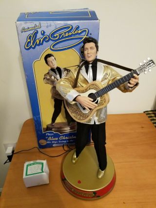 Animated Elvis 18 " Musical Figure Toy Sings & Dances Blue Christmas