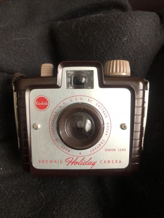 Eastman Kodak Brownie " Holiday Flash " Camera W/ Strap.  -