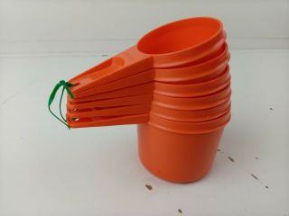 Vintage Tupperware Measuring Cups Orange Complete Set Of 6 Retro Kitchen 70s
