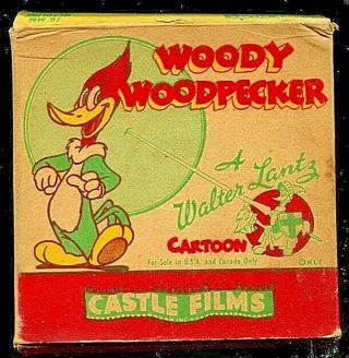 Vintage Castle Films - Woody Woodpecker 493 - Well Oiled 16 Mm Headline Edition