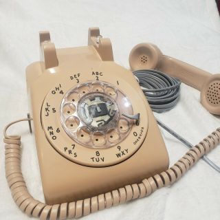 Vintage 1978 Telephone Bell System Tan Rotary Phone With Cord Pacific Tel.  Co.