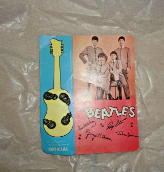 Vintage 1964 Nems Official Beatles Tie Tack Pin Set On Photo Card - Nos