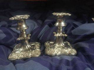 2 X Vintage Silver Plated Candlestick Holders Made In England