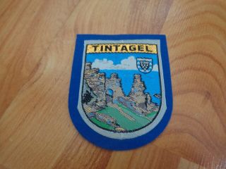 Vintage Tintagel Cornwall Embroidered Woven Cloth Patch Badge Sampson 